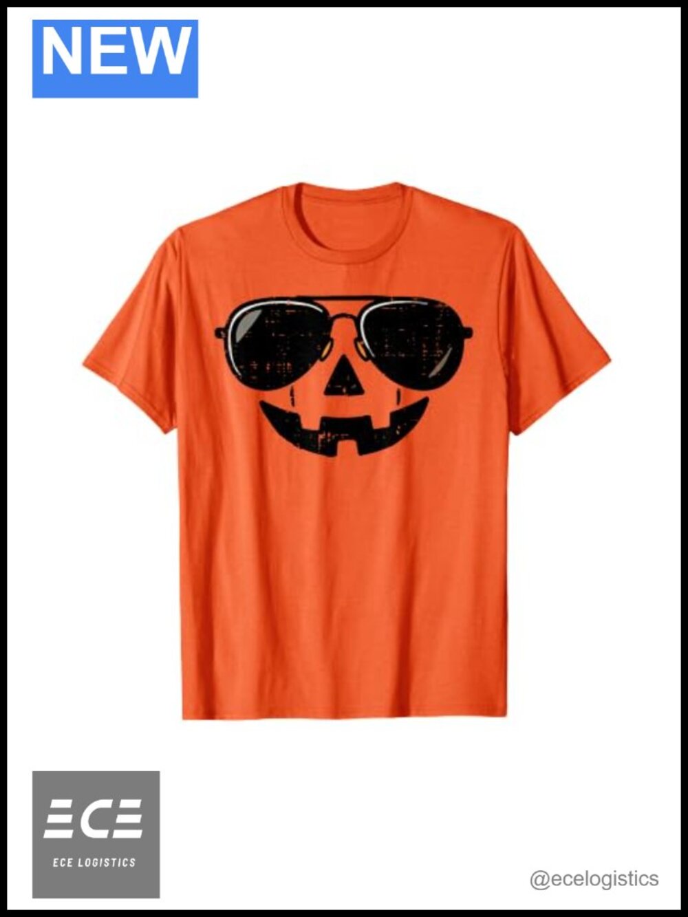 Halloween Pumpkin Face Sunglasses T-Shirt Costume Tee Short Sleeve